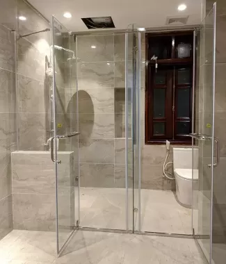 Phòng Tắm Kính Cửa Mở Inox - Mẫu 01
