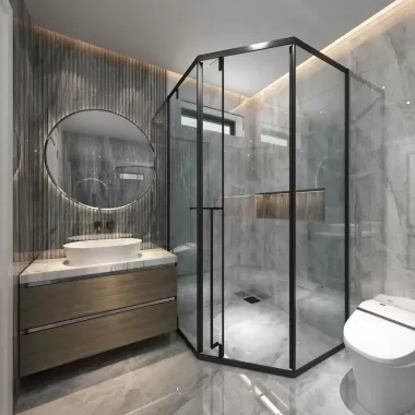 Phòng Tắm Kính Hệ Slim Lùa - Mẫu 02