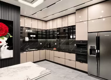 Hệ Tủ Bếp Nhôm Kính - Mẫu 01