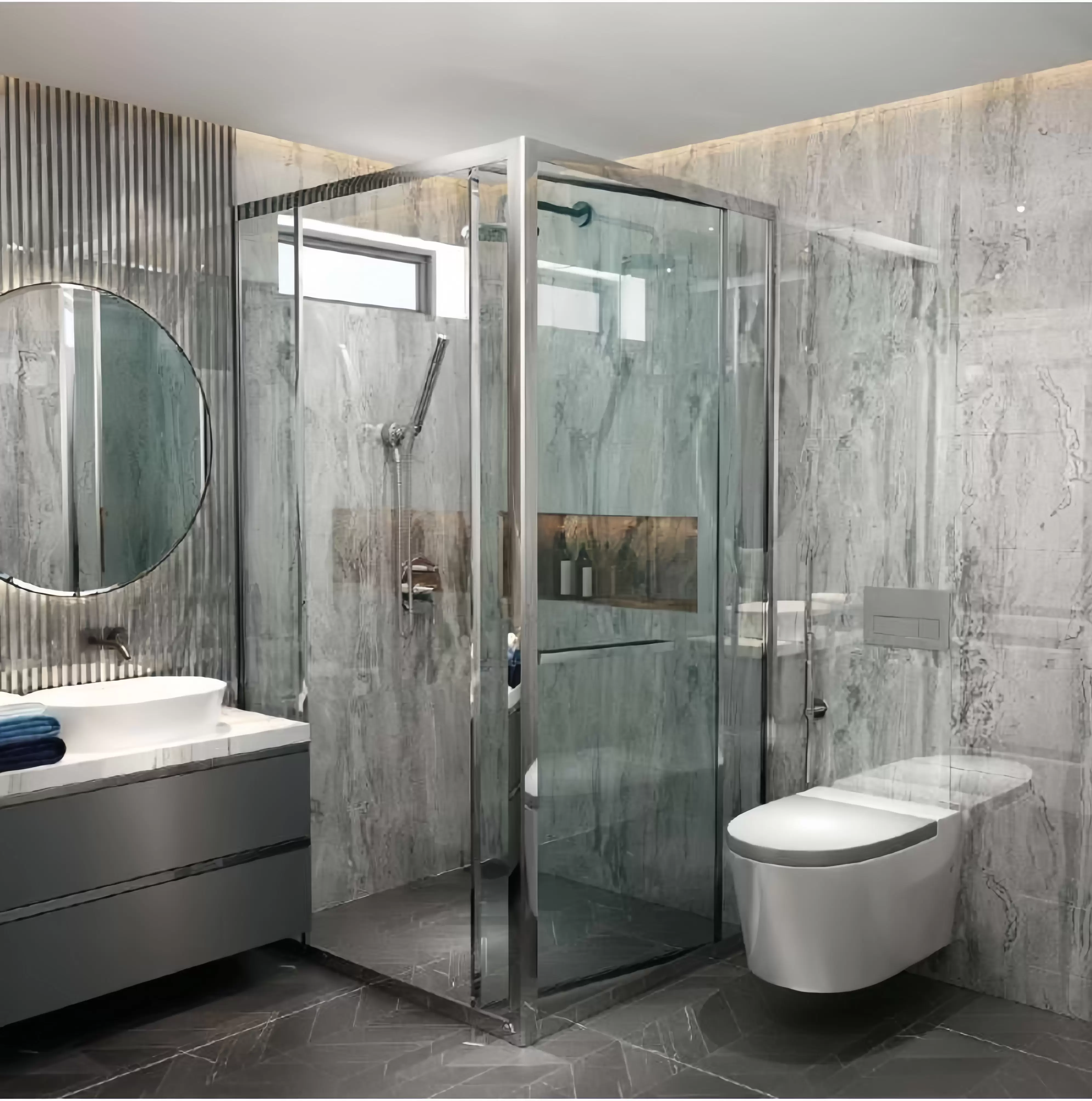 Phòng Tắm Kính Cửa Lùa Inox - Mẫu 02